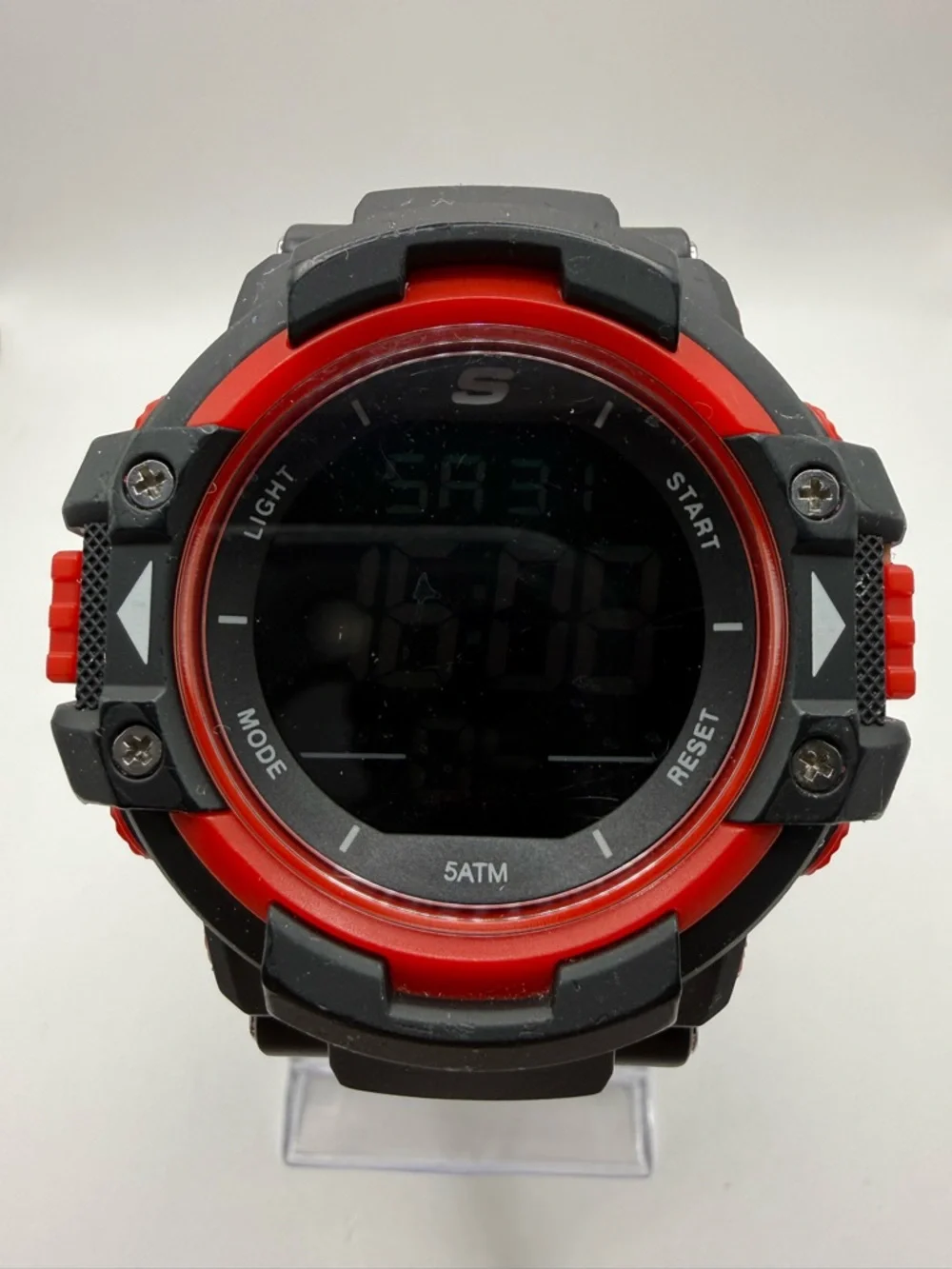 Skechers Men's Sr1038 Digital Display Black/Red Watch 53mm Case VelcroBand